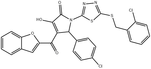 4-(1-benzofuran-2-ylcarbonyl)-1-{5-[(2-chlorobenzyl)sulfanyl]-1,3,4-thiadiazol-2-yl}-5-(4-chlorophenyl)-3-hydroxy-1,5-dihydro-2H-pyrrol-2-one Structure