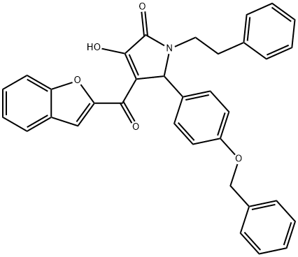 4-(1-benzofuran-2-ylcarbonyl)-5-[4-(benzyloxy)phenyl]-3-hydroxy-1-(2-phenylethyl)-1,5-dihydro-2H-pyrrol-2-one 구조식 이미지