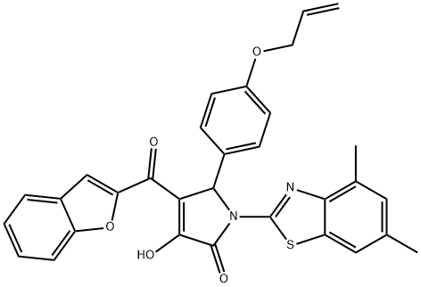 5-[4-(allyloxy)phenyl]-4-(1-benzofuran-2-ylcarbonyl)-1-(4,6-dimethyl-1,3-benzothiazol-2-yl)-3-hydroxy-1,5-dihydro-2H-pyrrol-2-one 구조식 이미지