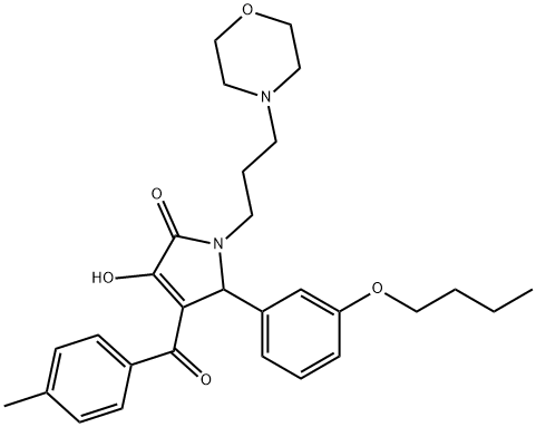 5-(3-butoxyphenyl)-3-hydroxy-4-(4-methylbenzoyl)-1-[3-(4-morpholinyl)propyl]-1,5-dihydro-2H-pyrrol-2-one Structure