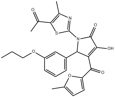 1-(5-acetyl-4-methyl-1,3-thiazol-2-yl)-3-hydroxy-4-(5-methyl-2-furoyl)-5-(3-propoxyphenyl)-1,5-dihydro-2H-pyrrol-2-one 구조식 이미지