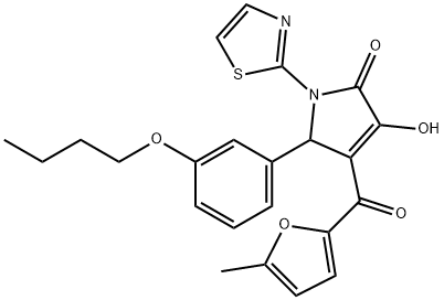 5-(3-butoxyphenyl)-3-hydroxy-4-(5-methyl-2-furoyl)-1-(1,3-thiazol-2-yl)-1,5-dihydro-2H-pyrrol-2-one Structure