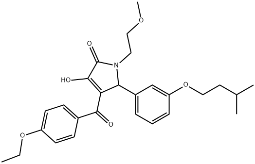 4-(4-ethoxybenzoyl)-3-hydroxy-5-[3-(isopentyloxy)phenyl]-1-(2-methoxyethyl)-1,5-dihydro-2H-pyrrol-2-one Structure