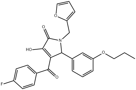 4-(4-fluorobenzoyl)-1-(2-furylmethyl)-3-hydroxy-5-(3-propoxyphenyl)-1,5-dihydro-2H-pyrrol-2-one Structure