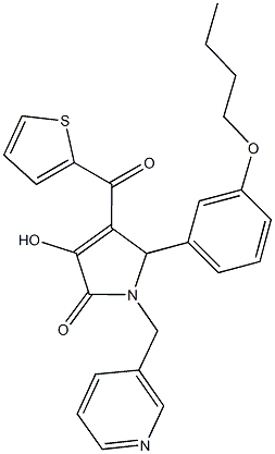 5-(3-butoxyphenyl)-3-hydroxy-1-(3-pyridinylmethyl)-4-(2-thienylcarbonyl)-1,5-dihydro-2H-pyrrol-2-one Structure