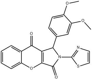 1-(3,4-dimethoxyphenyl)-2-(1,3-thiazol-2-yl)-1,2-dihydrochromeno[2,3-c]pyrrole-3,9-dione 구조식 이미지