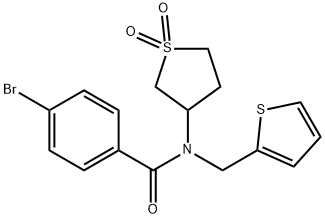 4-bromo-N-(1,1-dioxidotetrahydro-3-thienyl)-N-(2-thienylmethyl)benzamide 구조식 이미지