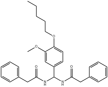 N-{[3-methoxy-4-(pentyloxy)phenyl][(phenylacetyl)amino]methyl}-2-phenylacetamide Structure