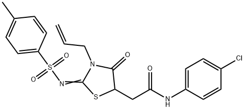 2-(3-allyl-2-{[(4-methylphenyl)sulfonyl]imino}-4-oxo-1,3-thiazolidin-5-yl)-N-(4-chlorophenyl)acetamide 구조식 이미지