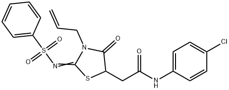 2-{3-allyl-4-oxo-2-[(phenylsulfonyl)imino]-1,3-thiazolidin-5-yl}-N-(4-chlorophenyl)acetamide Structure