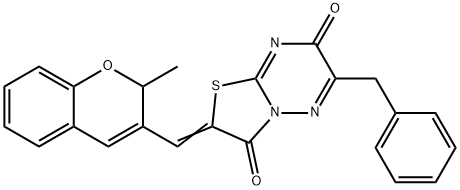 6-benzyl-2-[(2-methyl-2H-chromen-3-yl)methylene]-7H-[1,3]thiazolo[3,2-b][1,2,4]triazine-3,7(2H)-dione 구조식 이미지