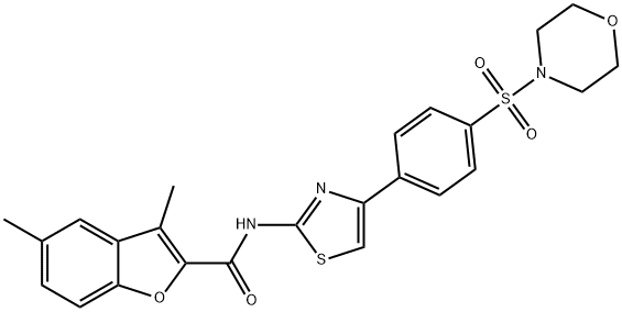 3,5-dimethyl-N-{4-[4-(4-morpholinylsulfonyl)phenyl]-1,3-thiazol-2-yl}-1-benzofuran-2-carboxamide 구조식 이미지