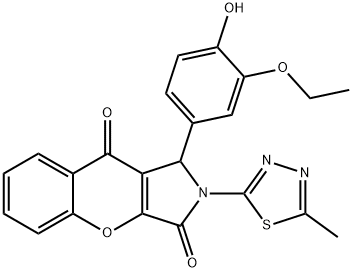 1-(3-ethoxy-4-hydroxyphenyl)-2-(5-methyl-1,3,4-thiadiazol-2-yl)-1,2-dihydrochromeno[2,3-c]pyrrole-3,9-dione 구조식 이미지