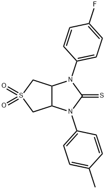 1-(4-fluorophenyl)-3-(4-methylphenyl)tetrahydro-1H-thieno[3,4-d]imidazole-2(3H)-thione 5,5-dioxide Structure