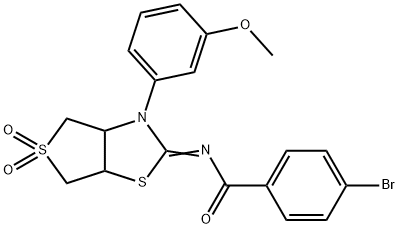 4-bromo-N-(3-(3-methoxyphenyl)-5,5-dioxidotetrahydrothieno[3,4-d][1,3]thiazol-2(3H)-ylidene)benzamide 구조식 이미지