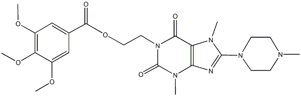 2-[3,7-dimethyl-8-(4-methyl-1-piperazinyl)-2,6-dioxo-2,3,6,7-tetrahydro-1H-purin-1-yl]ethyl 3,4,5-trimethoxybenzoate 구조식 이미지