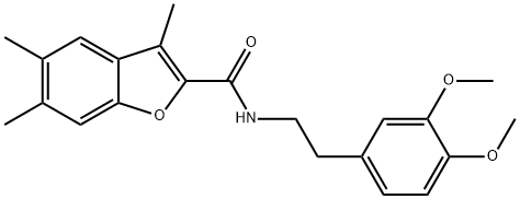 N-[2-(3,4-dimethoxyphenyl)ethyl]-3,5,6-trimethyl-1-benzofuran-2-carboxamide 구조식 이미지