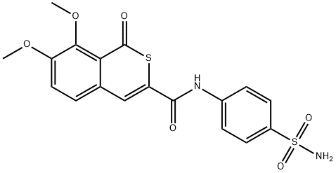 N-[4-(aminosulfonyl)phenyl]-7,8-dimethoxy-1-oxo-1H-isothiochromene-3-carboxamide 구조식 이미지