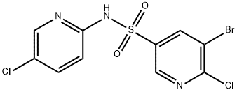 5-bromo-6-chloro-N-(5-chloro-2-pyridinyl)-3-pyridinesulfonamide 구조식 이미지