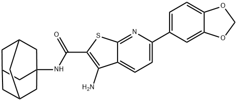 N-(1-adamantyl)-3-amino-6-(1,3-benzodioxol-5-yl)thieno[2,3-b]pyridine-2-carboxamide 구조식 이미지