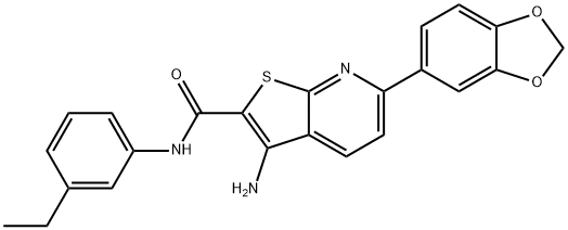 3-amino-6-(1,3-benzodioxol-5-yl)-N-(3-ethylphenyl)thieno[2,3-b]pyridine-2-carboxamide 구조식 이미지