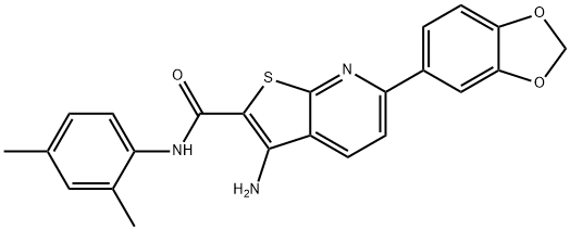 3-amino-6-(1,3-benzodioxol-5-yl)-N-(2,4-dimethylphenyl)thieno[2,3-b]pyridine-2-carboxamide 구조식 이미지