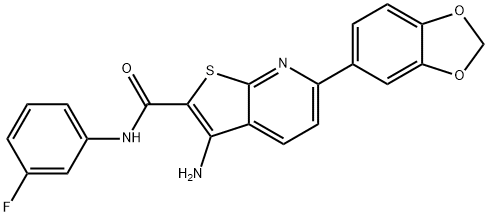 3-amino-6-(1,3-benzodioxol-5-yl)-N-(3-fluorophenyl)thieno[2,3-b]pyridine-2-carboxamide 구조식 이미지