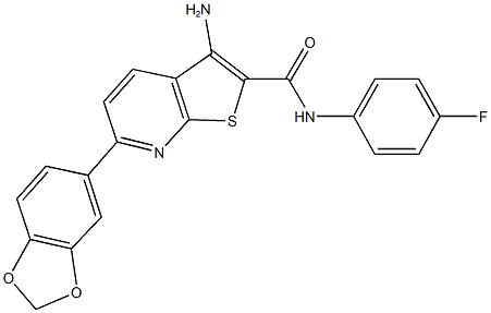 3-amino-6-(1,3-benzodioxol-5-yl)-N-(4-fluorophenyl)thieno[2,3-b]pyridine-2-carboxamide Structure