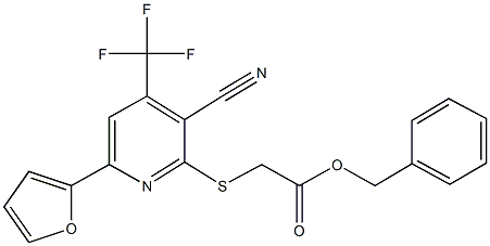 benzyl {[3-cyano-6-(2-furyl)-4-(trifluoromethyl)pyridin-2-yl]sulfanyl}acetate 구조식 이미지