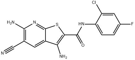 3,6-diamino-N-(2-chloro-4-fluorophenyl)-5-cyanothieno[2,3-b]pyridine-2-carboxamide 구조식 이미지