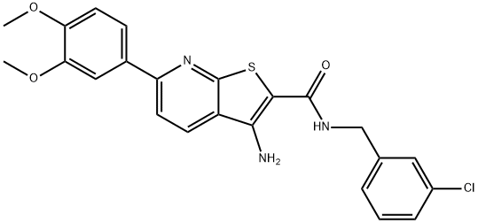 3-amino-N-(3-chlorobenzyl)-6-(3,4-dimethoxyphenyl)thieno[2,3-b]pyridine-2-carboxamide 구조식 이미지