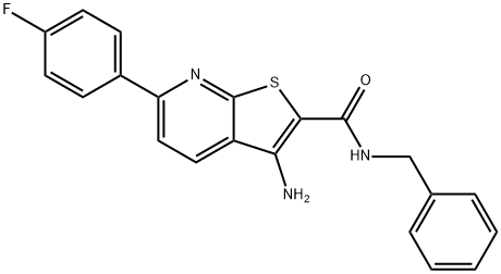 3-amino-N-benzyl-6-(4-fluorophenyl)thieno[2,3-b]pyridine-2-carboxamide 구조식 이미지