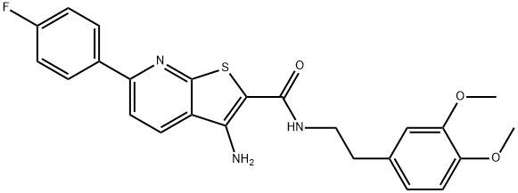 3-amino-N-[2-(3,4-dimethoxyphenyl)ethyl]-6-(4-fluorophenyl)thieno[2,3-b]pyridine-2-carboxamide 구조식 이미지