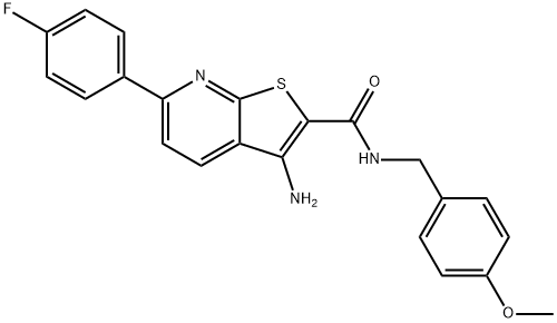 3-amino-6-(4-fluorophenyl)-N-(4-methoxybenzyl)thieno[2,3-b]pyridine-2-carboxamide Structure