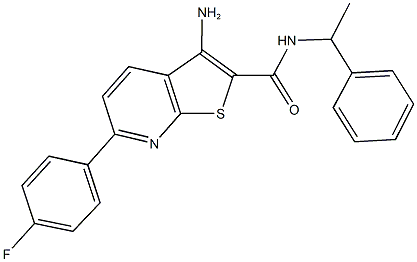 3-amino-6-(4-fluorophenyl)-N-(1-phenylethyl)thieno[2,3-b]pyridine-2-carboxamide Structure