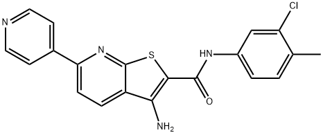 3-amino-N-(3-chloro-4-methylphenyl)-6-pyridin-4-ylthieno[2,3-b]pyridine-2-carboxamide Structure