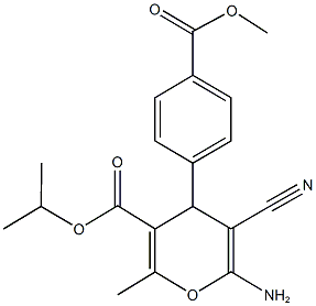 isopropyl 6-amino-5-cyano-4-[4-(methoxycarbonyl)phenyl]-2-methyl-4H-pyran-3-carboxylate 구조식 이미지