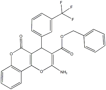 benzyl 2-amino-5-oxo-4-[3-(trifluoromethyl)phenyl]-4H,5H-pyrano[3,2-c]chromene-3-carboxylate 구조식 이미지