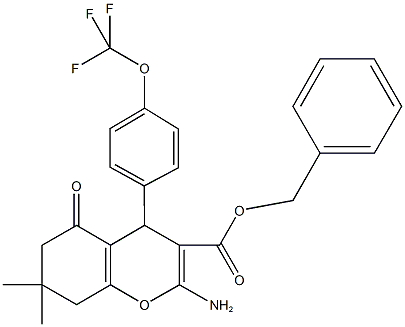 benzyl 2-amino-7,7-dimethyl-5-oxo-4-[4-(trifluoromethoxy)phenyl]-5,6,7,8-tetrahydro-4H-chromene-3-carboxylate 구조식 이미지