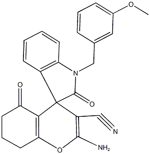 2-amino-1'-(3-methoxybenzyl)-3-cyano-2',5-dioxo-1',3',5,6,7,8-hexahydro-spiro[4H-chromene-4,3'-(2'H)-indole] 구조식 이미지