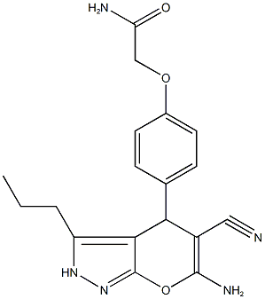 2-[4-(6-amino-5-cyano-3-propyl-2,4-dihydropyrano[2,3-c]pyrazol-4-yl)phenoxy]acetamide 구조식 이미지