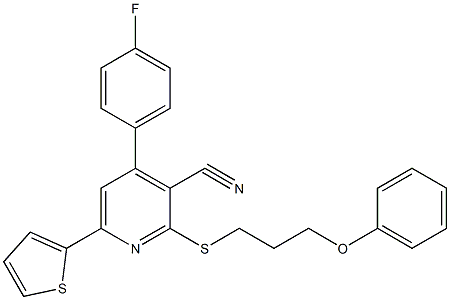 4-(4-fluorophenyl)-2-[(3-phenoxypropyl)sulfanyl]-6-(2-thienyl)nicotinonitrile 구조식 이미지