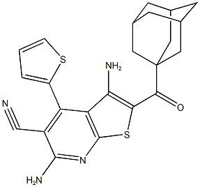 2-(1-adamantylcarbonyl)-3,6-diamino-4-(2-thienyl)thieno[2,3-b]pyridine-5-carbonitrile 구조식 이미지