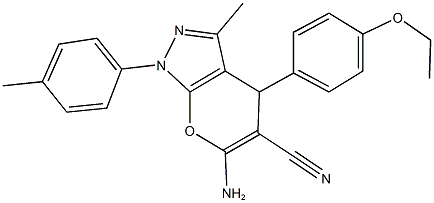 6-amino-4-(4-ethoxyphenyl)-3-methyl-1-(4-methylphenyl)-1,4-dihydropyrano[2,3-c]pyrazole-5-carbonitrile Structure