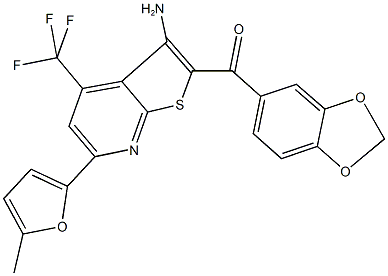 [3-amino-6-(5-methyl-2-furyl)-4-(trifluoromethyl)thieno[2,3-b]pyridin-2-yl](1,3-benzodioxol-5-yl)methanone Structure