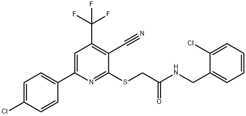 N-(2-chlorobenzyl)-2-{[6-(4-chlorophenyl)-3-cyano-4-(trifluoromethyl)-2-pyridinyl]sulfanyl}acetamide 구조식 이미지