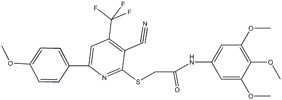 2-{[3-cyano-6-(4-methoxyphenyl)-4-(trifluoromethyl)pyridin-2-yl]sulfanyl}-N-(3,4,5-trimethoxyphenyl)acetamide Structure
