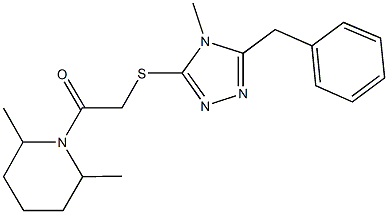 1-{[(5-benzyl-4-methyl-4H-1,2,4-triazol-3-yl)sulfanyl]acetyl}-2,6-dimethylpiperidine 구조식 이미지