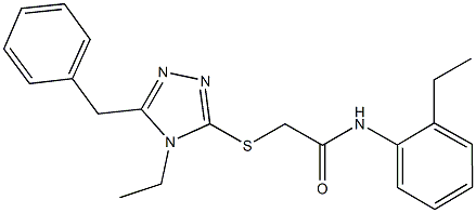 2-[(5-benzyl-4-ethyl-4H-1,2,4-triazol-3-yl)sulfanyl]-N-(2-ethylphenyl)acetamide 구조식 이미지