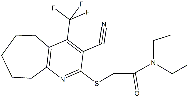 2-{[3-cyano-4-(trifluoromethyl)-6,7,8,9-tetrahydro-5H-cyclohepta[b]pyridin-2-yl]sulfanyl}-N,N-diethylacetamide Structure